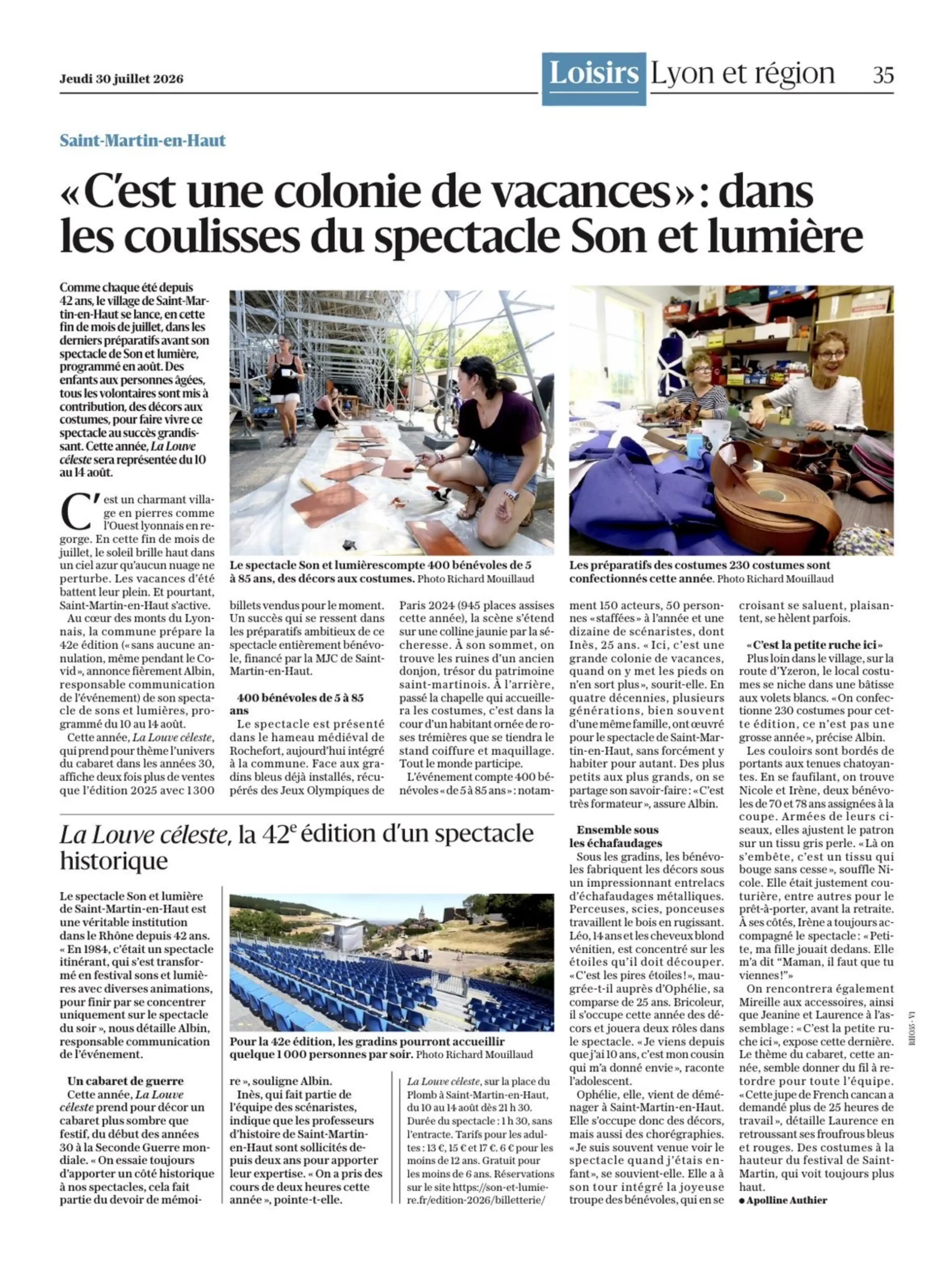 20260730 LE PROGRES Une grande colonie de vacances dans les coulisses du spectacle son et lumiere de Saint Martin en Haut 1 scaled